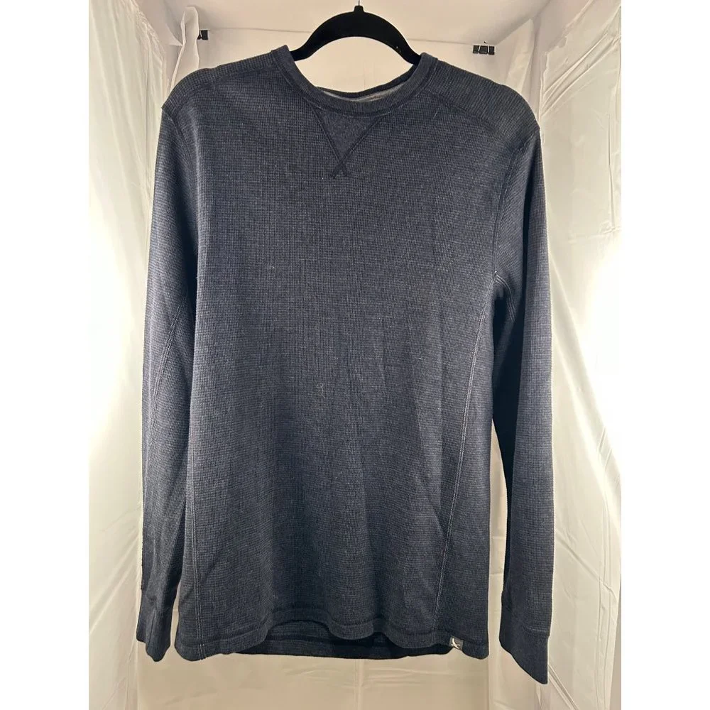 Eddie‎ Bauer Crew Neck Pullover Waffle Knit Sweater Dark Gray Cotton Mens S